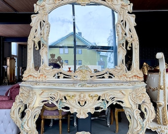 Ensemble de table et miroir de console de style baroque antique dans un style vénitien coloré Console de miroir et de table pour la décoration de hall d'hôtel