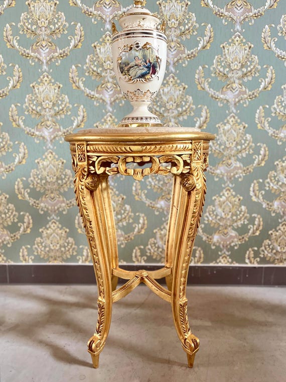 Side Table French Louis Antique Style With Marble Slab Top Coffee Table Retro Baroque Style in Gold Finish for Home Decor Etsy