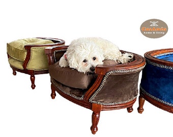 Canapé pour chien chaise style baroque rococo rétro mignon chien en velours vert velours bleu pour la décoration intérieure chaise pour chien