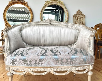Handmade Baroque Rococo Sofa: Lt. Taupe French Antique Style