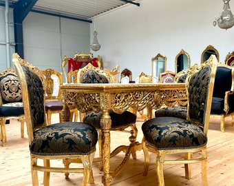 Esszimmerstuhl- und Tischset im französischen Barock-Rokoko-Stil / Ensemble de table et chaises de salle à manger de style baroque rococo français