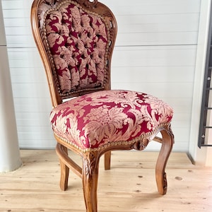 Accent Chair Red French Baroque Style Dining Chair Antique Style Chair Baroque Rococo Style in Red Floral for Dining Room image 4