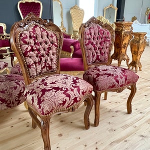 Accent Chair Red French Baroque Style Dining Chair Antique Style Chair Baroque Rococo Style in Red Floral for Dining Room image 8