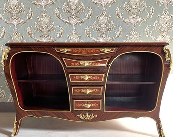 Meuble télé en bois de style baroque rococo rétro à 5 tiroirs avec ornements en bronze pour la décoration intérieure - ARTICLE LIMITÉ