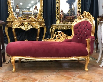 Chaise Longue Franse Louis-stijl in zwarte jacquardstof Zittende bank in retro barokstijl in gouden afwerking Op bestelling gemaakt