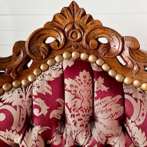 Accent Chair Red French Baroque Style Dining Chair Antique Style Chair Baroque Rococo Style in Red Floral for Dining Room image 6