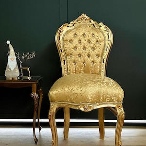 Accentstoel goudkleurige Franse barok rococo-stijl eetkamerstoel nostalgische antieke look stoel in gouden afwerking voor bruiloft evenement voor home deco