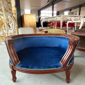 Dog Sofa Chair Retro Baroque Rococo Style Cute Dog Settee Green Velvet Blue Velvet for Home Decor Dog Chair zdjęcie 6