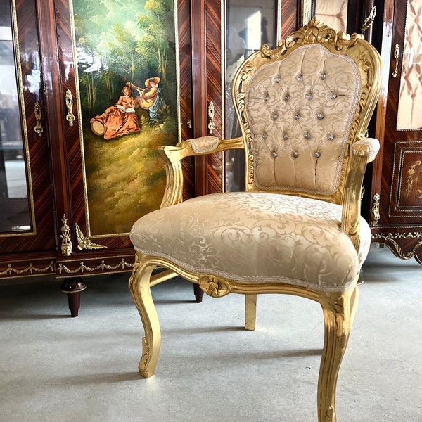 Französischer Sessel im Louis-Barock-Stil / French Louis Baroque Style armchair - Beige Gold