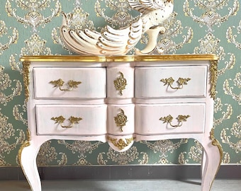 Pink Baroque Chest of Drawers: Retro French Style Dresser