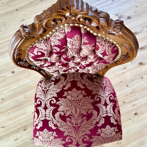 Accent Chair Red French Baroque Style Dining Chair Antique Style Chair Baroque Rococo Style in Red Floral for Dining Room image 5