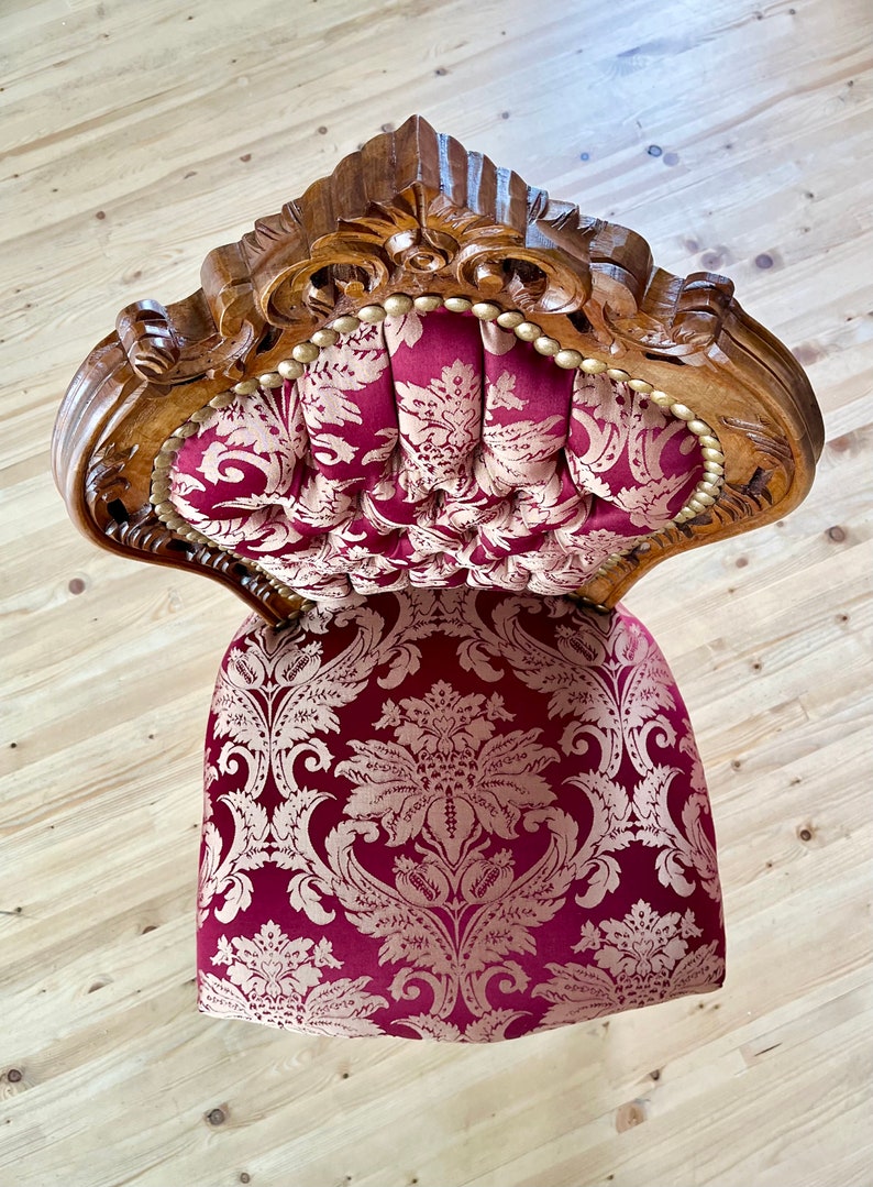 Accent Chair Red French Baroque Style Dining Chair Antique Style Chair Baroque Rococo Style in Red Floral for Dining Room image 5
