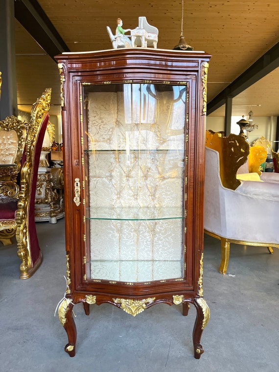 Display Cabinet French Louis Style Glass Wooden Showcase