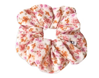 Flower print Chiffon Scrunchie | Oversized & Regular Scrunchies | Spring scrunchie