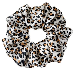 White Leopard Print Scrunchies