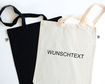 Personalisierter Jutebeutel aus Bio-Fairtrade Baumwolle mit Wunschtext