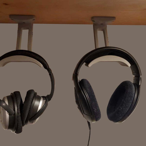 Headphone Under Mount Hanger | Perfect to Hanging SteelSeries, Logitech, RAZER Headphones UNDER Desk or Shelf | Mounting Strips Included!