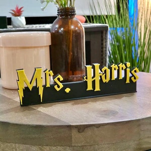 Custom Hogwarts-Inspired Style Name Plate, Personalized Gifts for Wizards Perfect for Teacher Name Plates, Desk Plate, Cake Toppers image 1