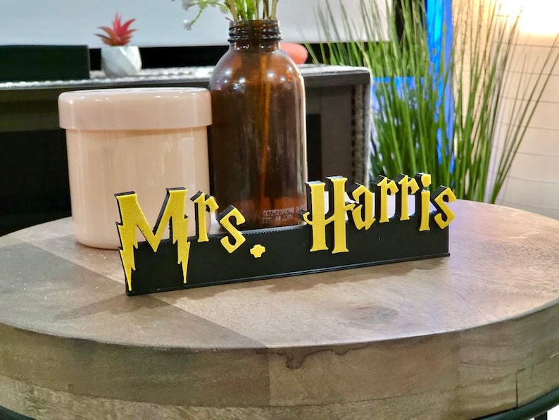 Custom Hogwarts-Inspired Style Name Plate, Personalized Gifts for Wizards Perfect for Teacher Name Plates, Desk Plate, Cake Toppers image 1