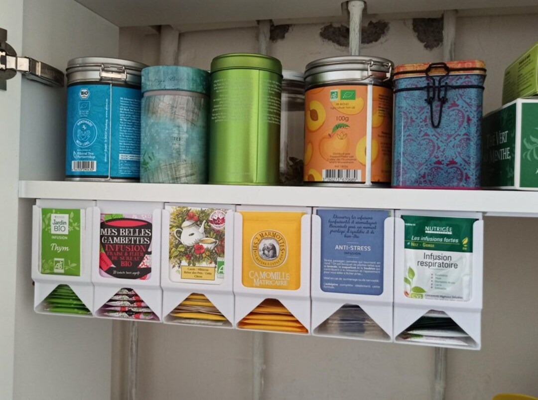 Tea Bag Holder Top-mounted and Stylish With Slidable Storage Box ...