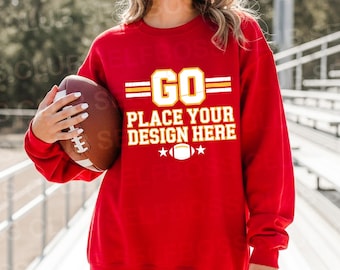 18000 Red Sweatshirt Mockup, Football Season Mockup, Football shirt Mockup, Gildan Mockup, Sports Sweatshirt Mockup, Game Day KC Mockup