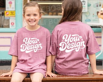 Siblings Mauve Pink Tshirt mockup, kids T-shirt mockup, Toddler Tshirt mockup Bella Canvas 3001T Mockup, Kids Tee Mockup, Sisters mockup,