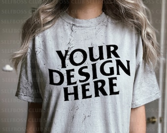 Comfort Colors Colorblast T-Shirt - Model Mockup- Color Blast Dyed Shirt - Comfort Colors 1745- Smoke Color Tee - Smoke