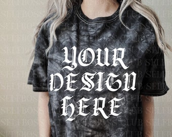 Crystal Wash Black Tie Dye Shirt Mockup – Unisex (Digital Image)