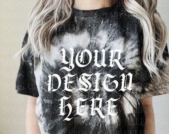 Colortone Tie Dye Shirt - Model Mockup- BLACK RAINBOW Tie Dyed Shirt - Unisex Sizing- Model Mock up Tee