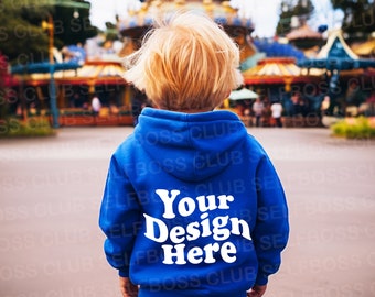 Maqueta de sudadera con capucha para niños, maqueta de sudadera con capucha azul rey para niños, maqueta de sudadera con capucha juvenil Gildan, maqueta de sudadera con capucha para niños, maqueta de Gildan 185B, maqueta de sudadera con capucha para niño