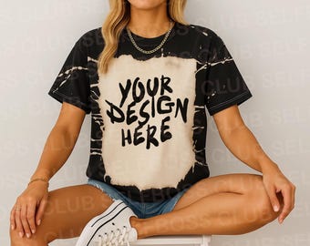 Dyenomite Bleach Wash Mirage T-Shirt - 200BW Shirt - Trendy Oversized Mockup - Bleached Tee Mockup - Tie Dye Tshirt Mockup Studio Mockup