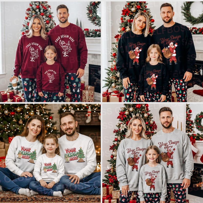 16 Holiday Family Mockup Bundle Gildan 18000 Sweatshirt Mockup, Christmas Mockup, Family Christmas Mockup, Winter Gildan Sweatshirt Mockup image 2