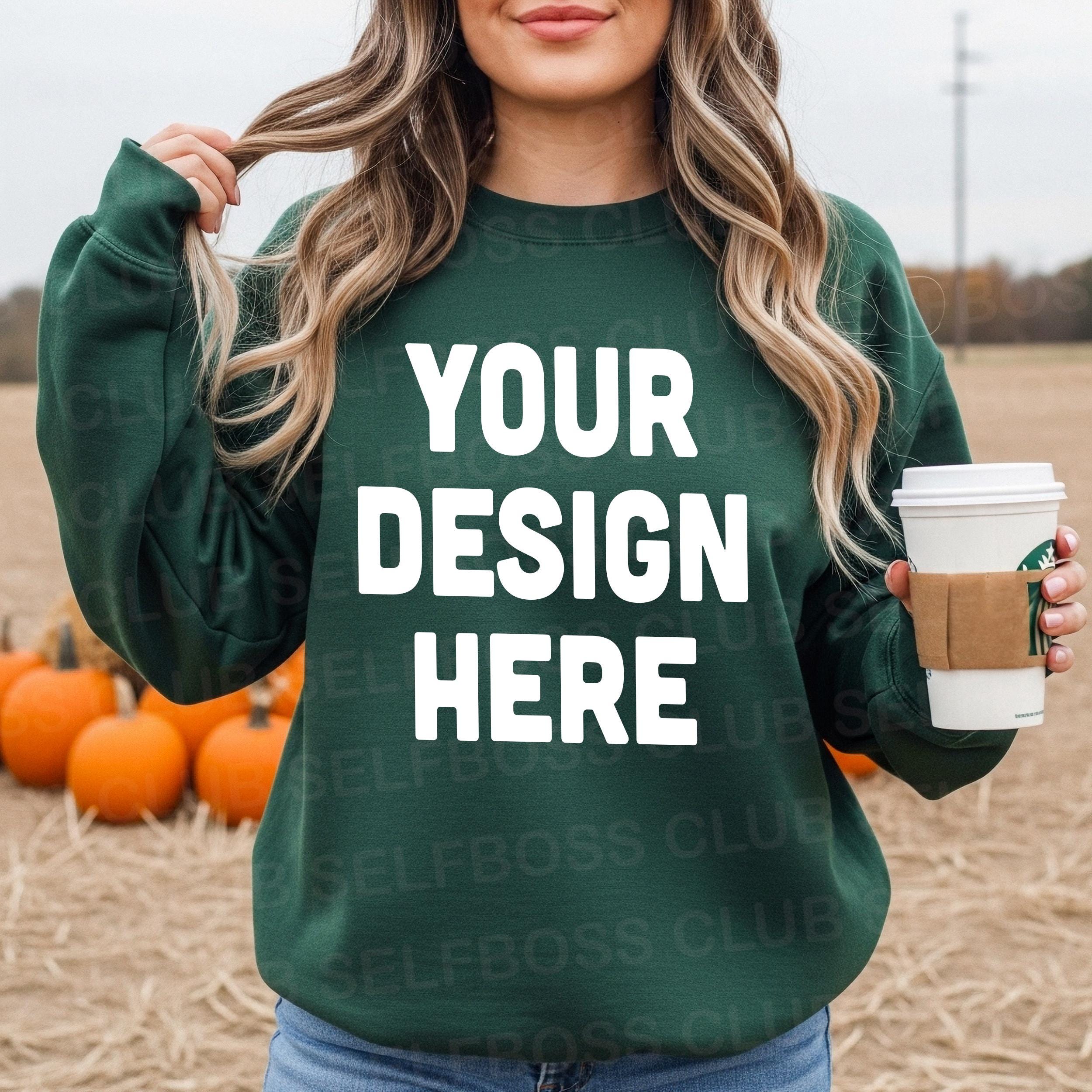 18000 Forest Green Sweatshirt Mockup, Women Fall Mockup, Fall Mockup, Gildan 18000 Mockup, Pumpkin Patch Sweatshirt Mockup, Spooky Mockup