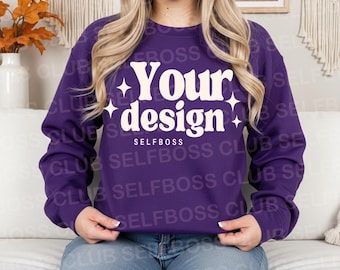 18000 Purple Sweatershirt Mockup, Women Fall Mockup, Life Style Mockup, Gildan 18000 Mockup, Purple Sweatshirt Mockup, Halloween mockup