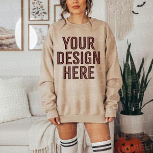 18000 Sand Sweatshirt Mockup, Women Fall Mockup, G180 Mockup, Gildan 18000 Mockup Sweatshirt Mockup, Spooky Mockups, Halloween Mockups