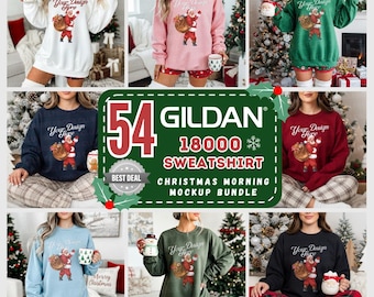 54+ Sweatshirt Mockup Bundle, Women Christmas Mockup, Holiday Mockups, Gildan 18000 Mockup, Gildan Sweatshirt Mockup, G180 Mockup Bundle