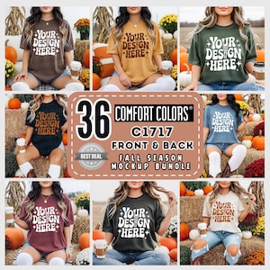 36 Comfort Colors 1717 Tee Front and Back MOCKUP BUNDLE, Farm Mockups, Pumpkin Patch Mockup Bundle, Halloween Mockups, Fall Spooky Mockup