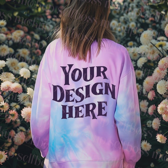 Colortone 8100 Tie Dye Sweatshirt Spring Model Mockup cotton Candy Tie Dyed Sweatshirt Back Mockup Back Sweatshirt Mock up Pink Tie Dye Etsy