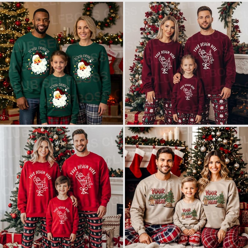 16 Holiday Family Mockup Bundle Gildan 18000 Sweatshirt Mockup, Christmas Mockup, Family Christmas Mockup, Winter Gildan Sweatshirt Mockup image 3