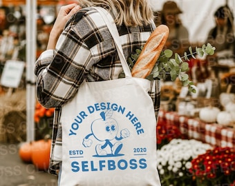 Canvas Tote Bag Mockup, Fall Market, Book Tote (Digital Image)