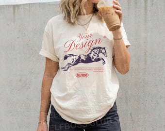 Comfort Colors C1717 Ivory Tshirt Mockup, Fashion Model Boho Ivory Shirt Oversized Outdoor Women Mockup, Lifestyle Mockup, Trendy Mockup