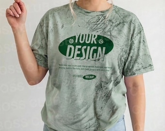 2 Comfort Colors Colorblast T-Shirt Bundle, Colorblast mockup bundle, Color Blast Dyed Shirt, Comfort Colors 1745 Fern Color Tee Mockup