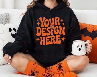 18500 Black Hoodie Mockup, Women Fall Mockup, Y2K Hoodie Mockup, Gildan Hoodie Mockup, Trendy Hoodie Mockup, Halloween Mockup, Spooky Mockup
