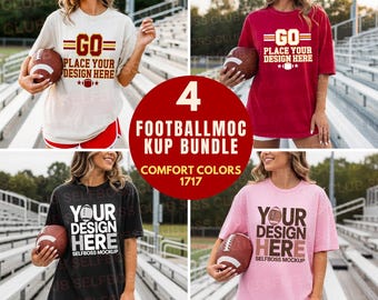 Lot de maquettes de t-shirts de football Comfort Colors - Maquettes de t-shirts de football - Maquettes de t-shirts de baseball - Maquettes de t-shirts pour le jour du match - Lot de maquettes de football