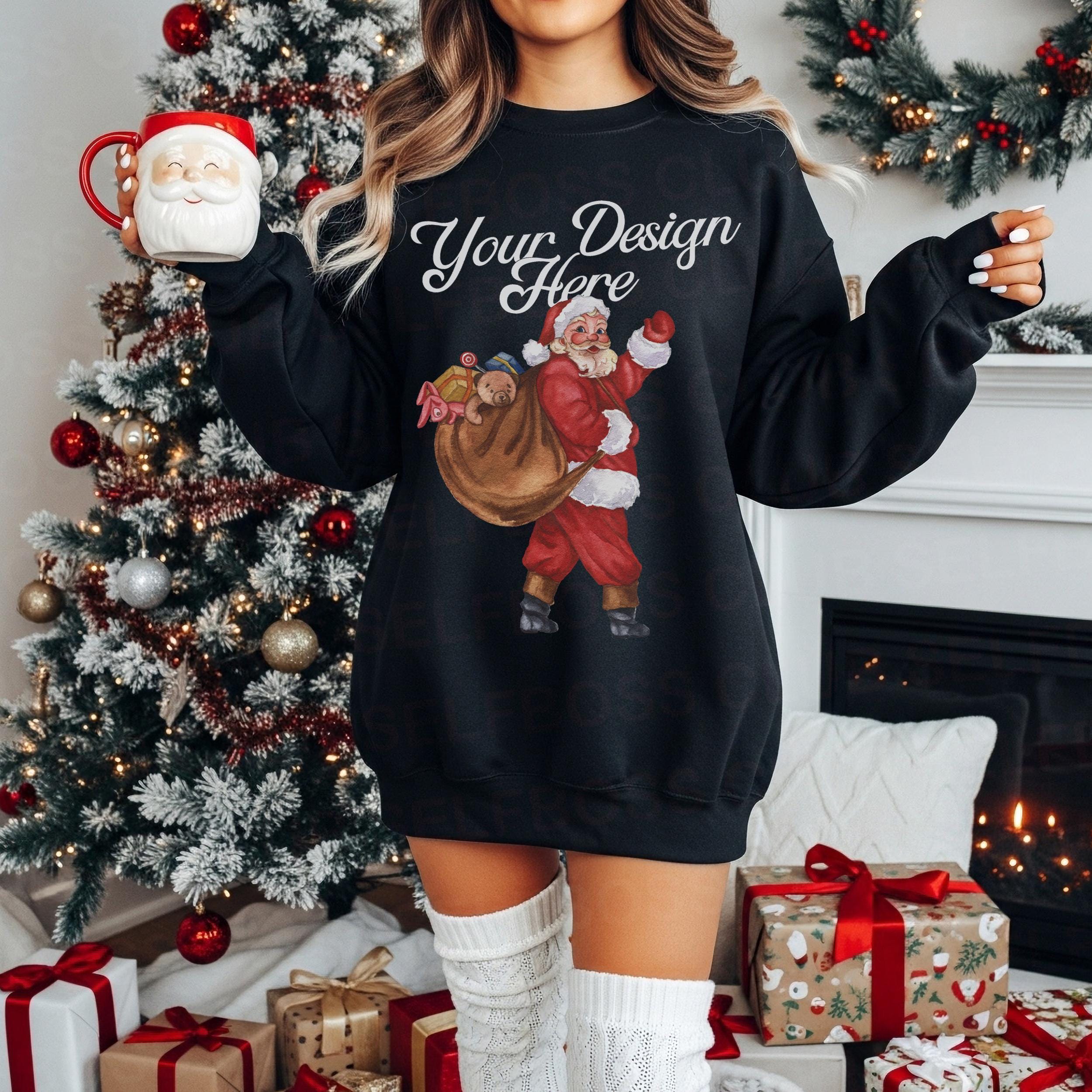 Dresswel Women's Christmas Jumper Merry Christmas Tree Print Sweatshirt Xmas Long Sleeve Jumper 1, Wine Red, S