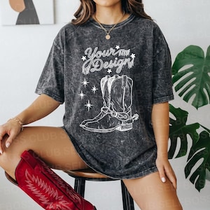 Colortone Mineral Washed Tee Mockup, Mineral Washed Black Shirt, Cowgirl Mockup, Gothic Mockup, Tie Dye Mockup, Western Mockup, Y2K Mockup image 1