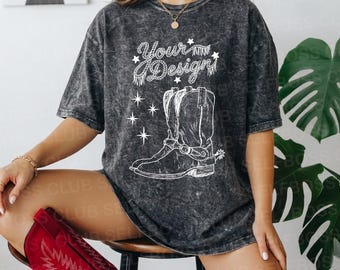 Colortone Mineral Washed Tee Mockup, Mineral Washed Black Shirt, Cowgirl Mockup, Gothic Mockup, Tie Dye Mockup, Western Mockup, Y2K Mockup