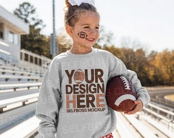 Kids Sweatshirt Mockup, Kids Grey Heather Sweatshirt Mockup, 18000B Youth Sweatshirt Mockup, Kids Sweatshirt Football Mockup, Gildan 18000B
