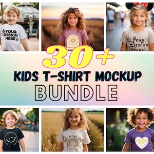 Kids Tshirt Mockup Bundle,Toddler Tshirt Mockup Bundle, Kids Model Mockup, child shirt mockup, bella canvas 3001T MockupBundle,Mockup Bundle