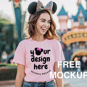 Pink Comfort Colors 1717 T-shirt Mockup, Styled Shirt Mockup, theme park Mockup, Vacation Mockup, Kingdom Castle Mockup, Model mock-up image 4